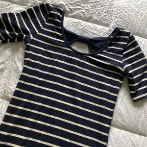 Navy blue stripped body con dress